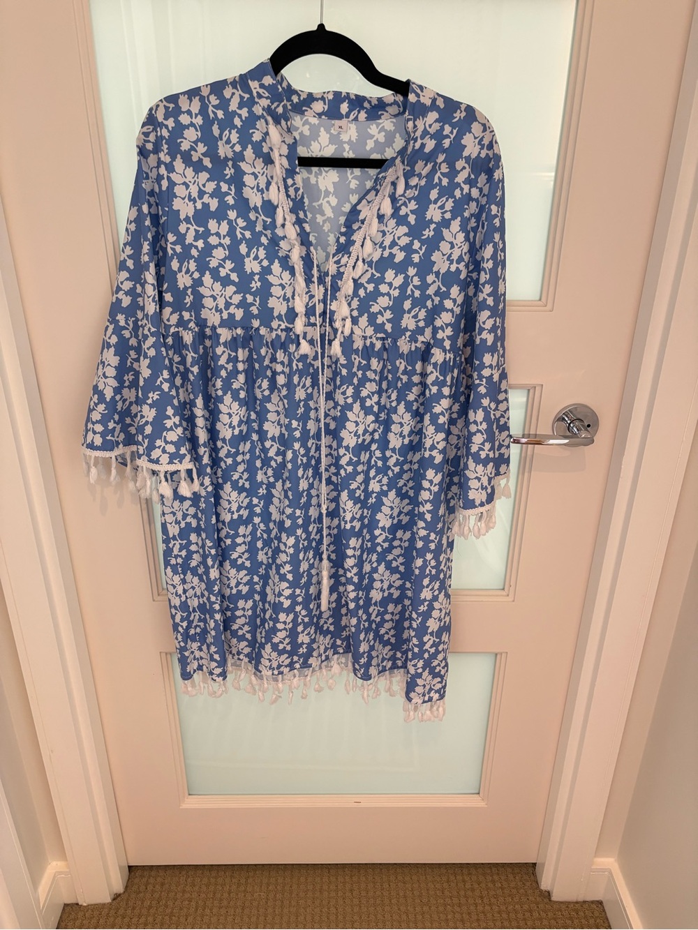 Anthropologie Blue and White Floral Mini Dress